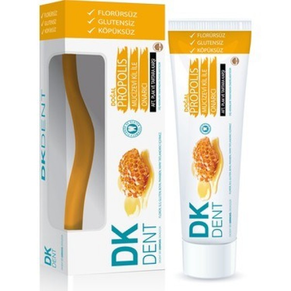 Dermokil DKDENT Doğal Propolis Mucizevi Kil İle Onarıcı Plak ve Tartarlara Karşı 75ml +Diş Fırça Hediyeli