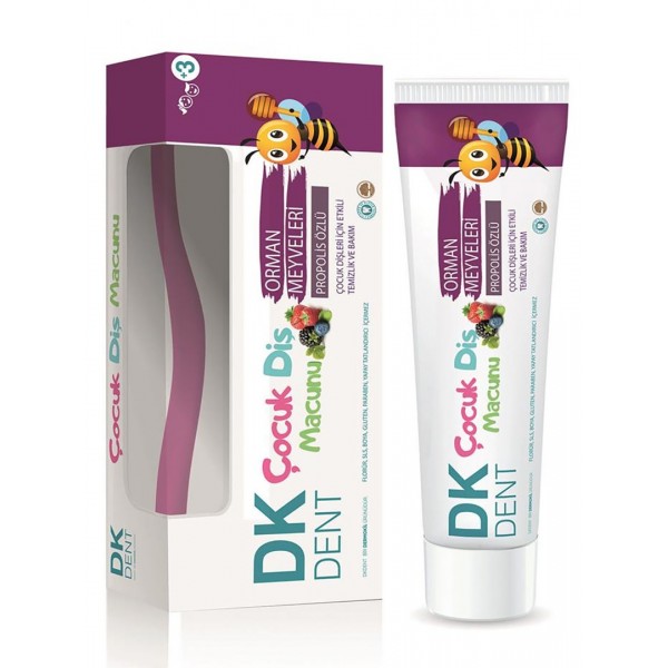 Dermokil DKDENT Çocuk Diş Macunu 50ml Orman Meyveleri Propolis ÖZLÜ +3 yaş + Diş Fırça Hediyeli