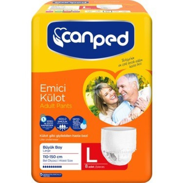 CANPED EMİCİ KÜLOT L  BÜYÜK BOY 8Lİ BEL ÖLÇÜ 100-150CM