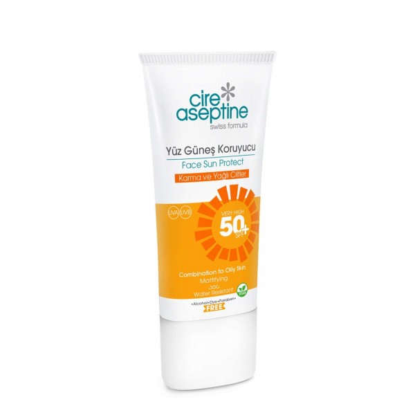 Cire Aseptine Yüz Güneş Koruyucu Karma ve Yağlı Ciltler 50 SPF 50 ml