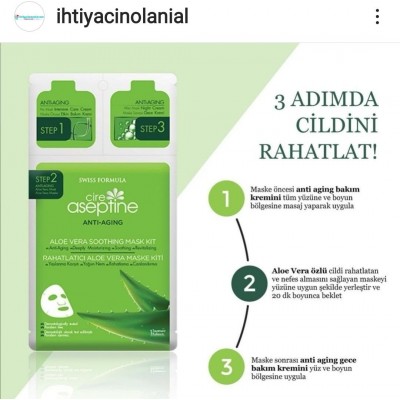 CİRE ASEPTİNE RAHATLATICI  ALEO VERA  3 AŞAMALI MASKE KİTİ