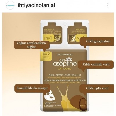 CiRE ASEPTiNE Yogun Bakım Salyangoz 3 Aşamalı Maske Kiti