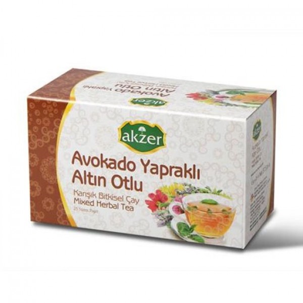 AKZER Fonksiyonel AVOKADO YAPRAKLI ALTIN OTLU KARIŞIK BİTKİ ÇAYI 25Lİ 37,5GR