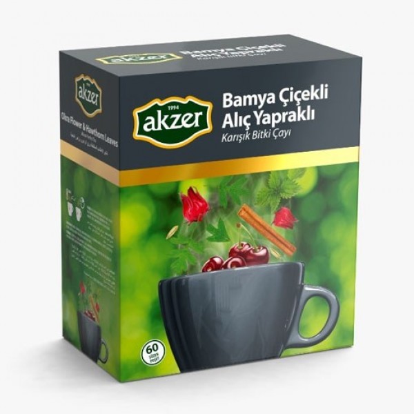 AKZER Fonksiyonel BAMYA ÇİÇEKLİ&ALIÇ YAPRAKLI KARIŞIK BİTKİ ÇAYI 60LI 120GR