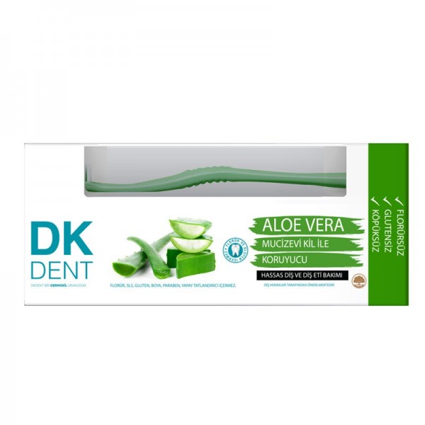 Dermokil DKDENT Doğal Aloe Vera Mucizevi Kil İle Hassas Diş Ve Diş Eti Bakımı  Karşı 75ml +Diş Fırça Hediyeli