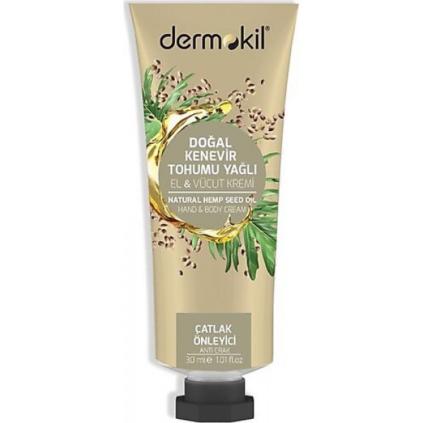 Dermokil El & Vücut Kremi 30ml Doğal Kenevir Tohumu Yağlı Çatlak Önleyici