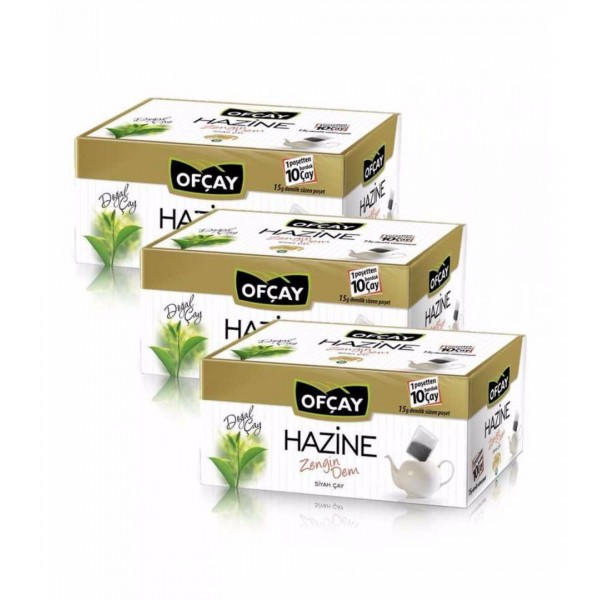 Ofçay Hazine Zengin Dem Siyah Süzen Demlik Poşet Çay 3 PAKET  30 x 15 G