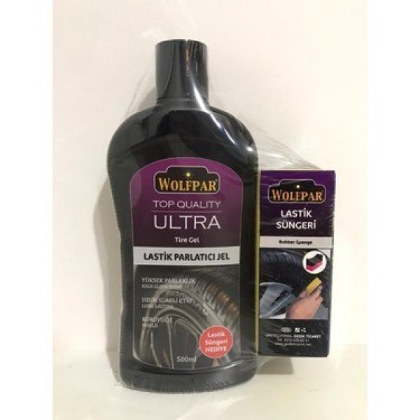 WOLFPAR TOP QUALITY ULTRA LASTİK PARLATICI JEL 500ML  LASTİK SÜNGER HEDİYELİ