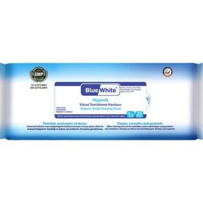 BLUE WHİTE VÜCUT TEMİZLEME HAVLUSU  25Lİ  