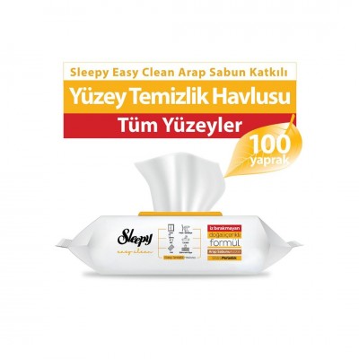 SLEEPY EASY CLEAN YÜZEY TEMİZLİK HAVLUSU 100LÜ ARAP SABUNU KATKILI SLEEPY EASY CLEAN YÜZEY TEMİZLİK HAVLUSU 100LÜ ARAP SABUNU KATKILI