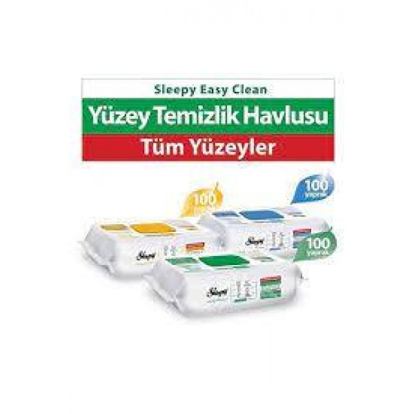 SLEEPY EASY CLEAN YÜZEY TEMİZLİK HAVLUSU 100LÜ BEYAZ SABUN KOKULU+ARAPSABUNU +Ç.SUYU KATKILI 3 LÜ SET