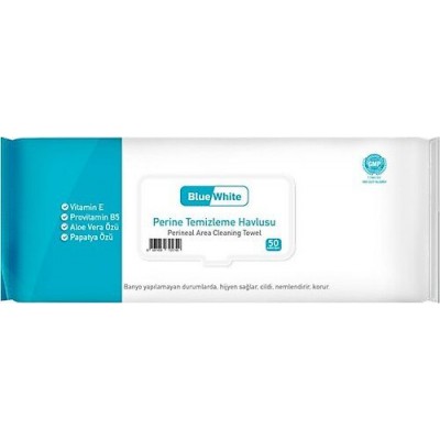 BLUE WHİTE PERİNE TEMİZLEME HAVLUSU 50Lİ 