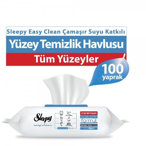 SLEEPY EASY CLEAN YÜZEY TEMİZLİK HAVLUSU 100LÜ Ç.SUYU KATKILI