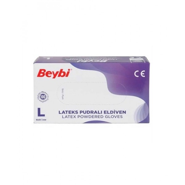 BEYBİ PUDRALI LATEX ELDİVEN 100 LÜ L LARGE BÜYÜK BOY