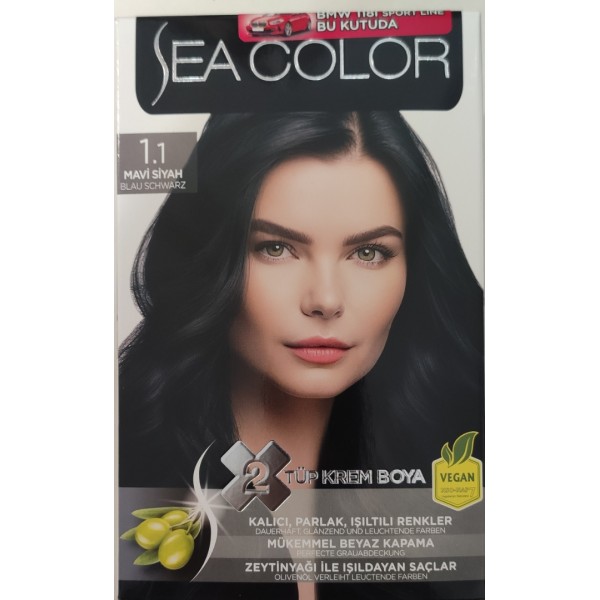 SEA COLOR 1/1 SİYAH MAVİ  2 TÜP KREM BOYA SET