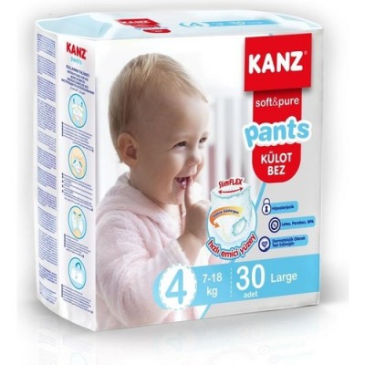 KANZ KÜLOT BEBEK BEZİ NO:4 MAXİ  7-18KG  30LU KANZ KÜLOT BEBEK BEZİ NO:4 MAXİ  7-18KG  30LU
