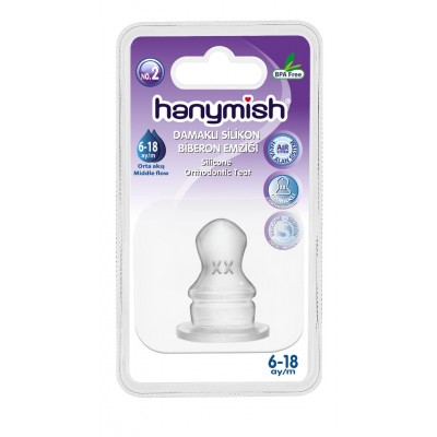 HANYMİSH DAMAKLI SİLİKON BİBERON EMZİĞİ NO:2  6-18 AY ORTA  AKIŞ 464	 HANYMİSH DAMAKLI SİLİKON BİBERON EMZİĞİ NO:2  6-18 AY ORTA  AKIŞ 464