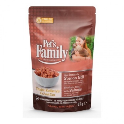 Pet's Family Pouch Somon Etli Yetişkin Kedi Maması 85 G 4 PAKET Pet's Family Pouch Somon Etli Yetişkin Kedi Maması 85 G 4 PAKET