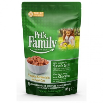 Pet's Family Pouch Tavuk Etli Yetişkin Kedi Maması 85 G  4 PAKET Pet's Family Pouch Tavuk Etli Yetişkin Kedi Maması 85 G  4 PAKET
