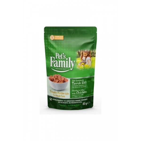 Pet's Family Pouch Tavuk Etli Yetişkin Kedi Maması 85 G