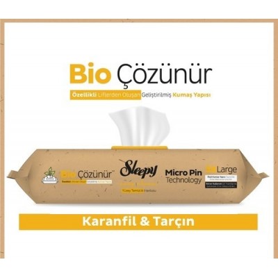 SLEEPY YÜZEY TEMİZLEME HAVLUSU 50Lİ  KARANFİL & TARÇIN BEYAZ SİRKE KARBONAT