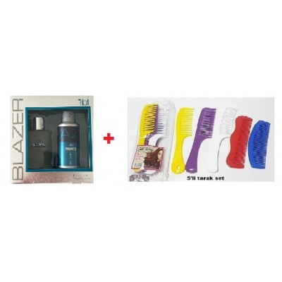 REBUL RBL BLAZER GİFT SET EDT PARFÜM 50ML+DEO SPRAY 150ML+ 5Lİ TARAK SETİ