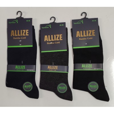 ALLIZE BAMBU GOLD ERKEK ÇORABI 40-46 3 LÜ SET SİYAH -KOYU GRİ-FÜME