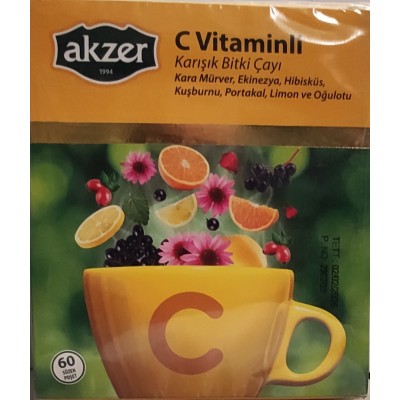 AKZER KARIŞIK BİTKİ ÇAYI  C VİTAMİNLİ 60LI  1,5G*60:90GR AKZER KARIŞIK BİTKİ ÇAYI  C VİTAMİNLİ 60LI  1,5G*60:90GR