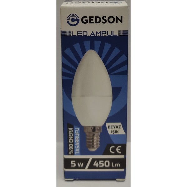 GEDSON LED AMPUL E 14 450L 5 W 6500K BEYAZ IŞIK