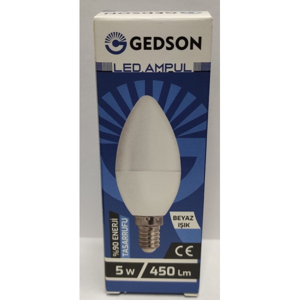 GEDSON LED AMPUL E 14 450L 5 W 6500K BEYAZ IŞIK