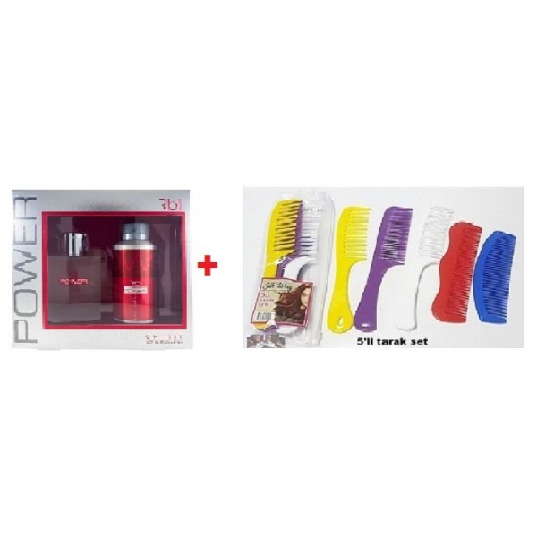 REBUL RBL POWER GİFT SET EDT PARFÜM 90ML+DEO SPRAY 150ML+ 5Lİ TARAK SETİ