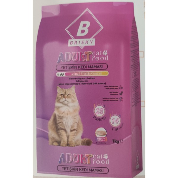 BRISKY YETİŞKİN KURU KEDİ MAMASI 1000GR TAVUKLU