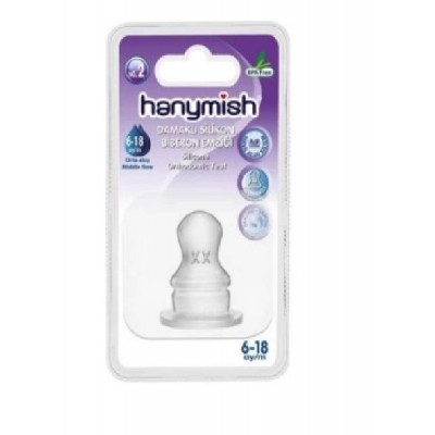 HANYMİSH DAMAKLI SİLİKON BİBERON EMZİĞİ NO:2  6-18 AY ORTA  AKIŞ 464	 HANYMİSH DAMAKLI SİLİKON BİBERON EMZİĞİ NO:2  6-18 AY ORTA  AKIŞ 464