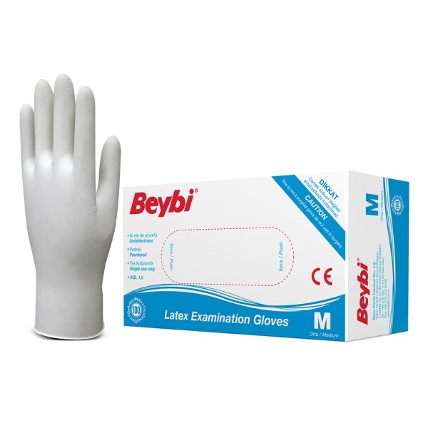 BEYBİ PUDRALI LATEX ELDİVEN 100 LÜ M MEDİUM ORTA BOY