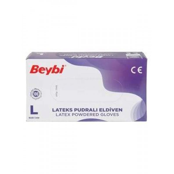 BEYBİ PUDRALI LATEX ELDİVEN 100 LÜ L LARGE BÜYÜK BOY