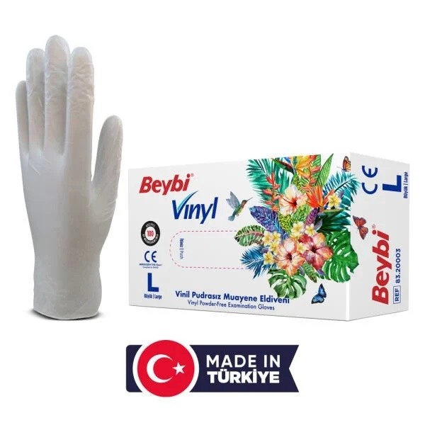 BEYBİ VİNİL PUDRASIZ MUAYENE ELDİVEN 100 LÜ L LARGE BÜYÜK BOY