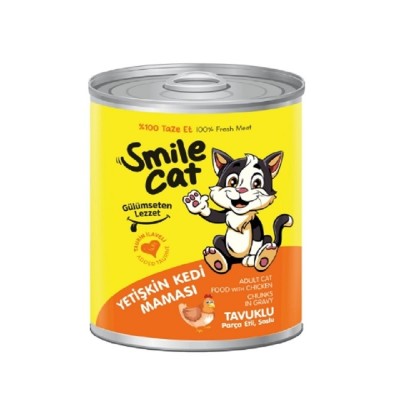 SMİLE CAT  YETİŞKİN KEDİ KONSERVE YAŞ MAMA 400GR TAVUKLU  PARÇA ETLİ SOSLU SMİLE CAT  YETİŞKİN KEDİ KONSERVE YAŞ MAMA 400GR TAVUKLU  PARÇA ETLİ SOSLU