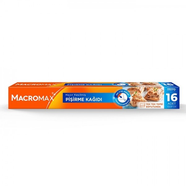 MACROMAX HAZIR KESİLMİŞ PİŞİRME KAĞIDI 16 LI 42*37CM MACROMAX HAZIR KESİLMİŞ PİŞİRME KAĞIDI 16 LI 42*37CM
