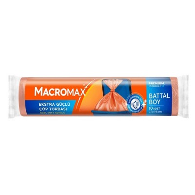 MACROMAX EKSTRA GÜÇLÜ ÇÖP TORBASI BATTAL BOY 10LU 72*95CM ÖZEL SOFT KOKULU