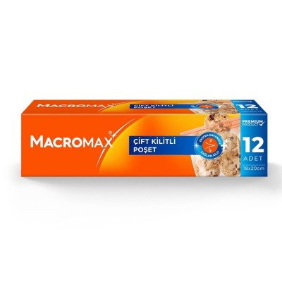 MACROMAX ÇİFT KİLİTLİ POŞET 12 Lİ 18*20CM