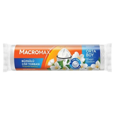 MACROMAX BÜZGÜLÜ ÇÖP TORBASI ORTA BOY 10LU 55*60CM  YASEMİN KOKULU