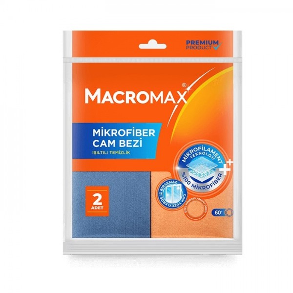 MACROMAX MİKROFİBER CAM BEZİ 2 Lİ 30*35CM MACROMAX MİKROFİBER CAM BEZİ 2 Lİ 30*35CM