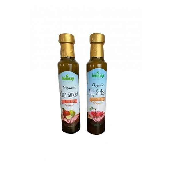 HÜNNAP ORGANİK ALIÇ SİRKESİ 250ML + ELMA SİRKESİ 250ML 
