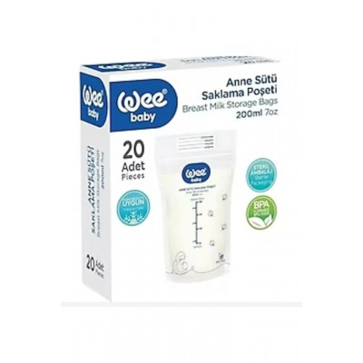 WEE BABY ANNE SÜTÜ SAKLAMA POŞETİ 200ML 7 OZ 20Lİ  558 WEE BABY ANNE SÜTÜ SAKLAMA POŞETİ 200ML 7 OZ 20Lİ  558