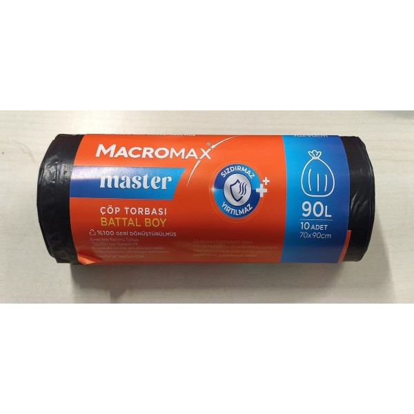 MACROMAX MASTER ÇÖP TORBASI 90L BATTAL BOY 10LU 70*90CM MACROMAX MASTER ÇÖP TORBASI 90L BATTAL BOY 10LU 70*90CM