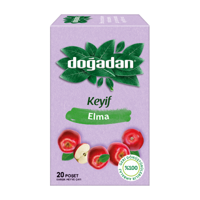 DOĞADAN KEYİF ELMA 20Lİ SÜZEN POŞET  1,95GR*20: 39 GR GERİ DÖNÜŞTÜRÜLEBİLİR AMBALAJ