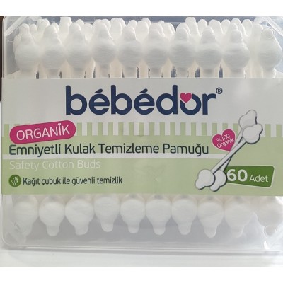 BEBEDOR ORGANİK EMNİYETLİ KULAK TEMİZLEME PAMUĞU 60LI BEBEDOR ORGANİK EMNİYETLİ KULAK TEMİZLEME PAMUĞU 60LI