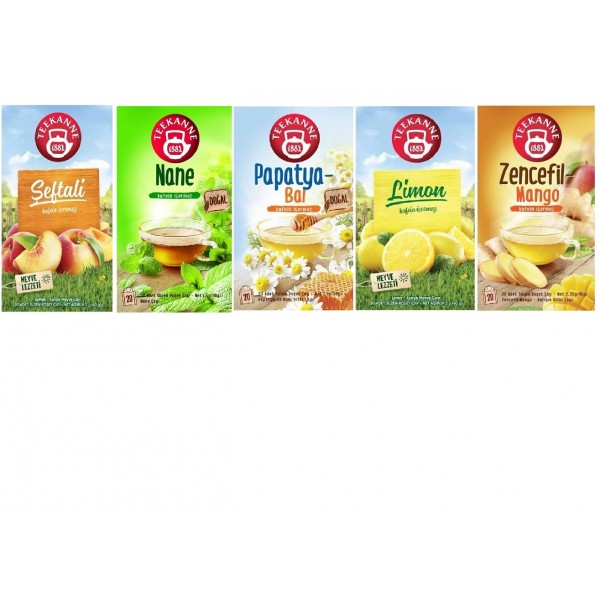 TEEKANNE KARIŞIK BİTKİ ÇAYI ŞEFTALİ-LİMON-NANE-PAPATYA BAL-ZENCEFİL MANGO SÜZEN 20Lİ