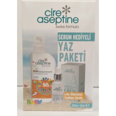 CİRE ASEPTİNE YAZ PAKETİ BABY GÜNEŞ KORUYCU 50+SPF 200ML +LEKE GİDERMEYE YARDIMCI SERUM 30ML CİRE ASEPTİNE YAZ PAKETİ BABY GÜNEŞ KORUYCU 50+SPF 200ML +LEKE GİDERMEYE YARDIMCI SERUM 30ML