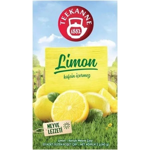 TEEKANNE KARIŞIK MEYVE ÇAYI LİMON 20Lİ SÜZEN POŞET 2*20G:40GR KAFEİN İÇERMEZ
